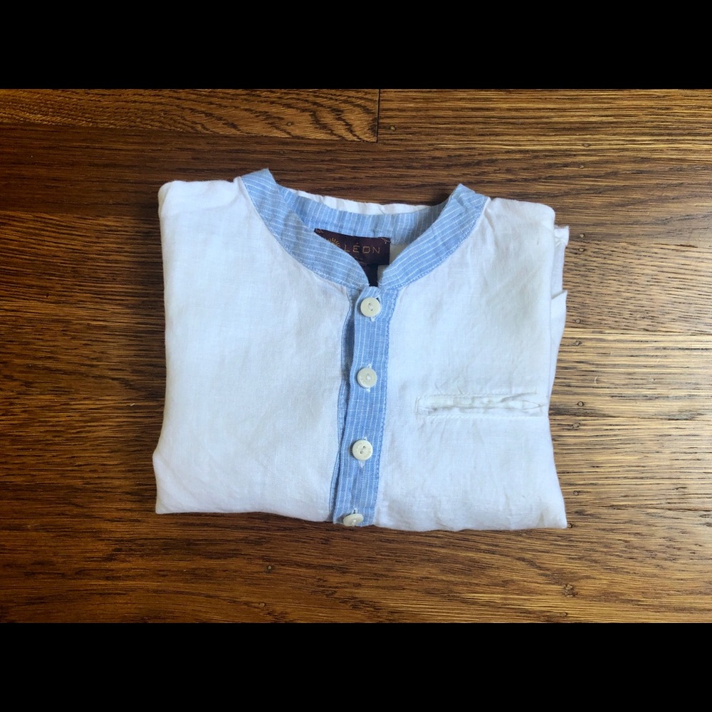 White Linen Dress Shirt 4y